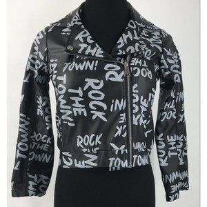 Disney Motorcycle Jacket Girls Small 7-8‎ Rock The Town Graffiti Black D-Signed